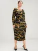 Chain Print Round Neck Bodycon Midi Dress sold by Bloomchic