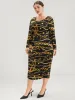 Chain Print Round Neck Bodycon Midi Dress sold by Bloomchic
