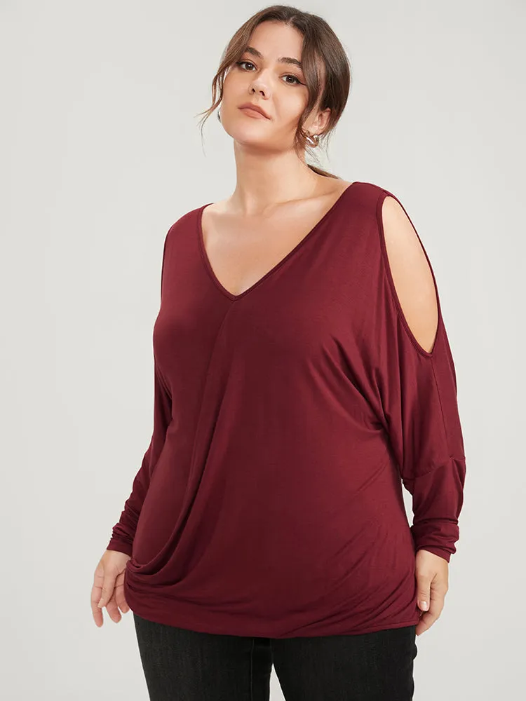Solid Cold Shoulder Long Tee sold by Bloomchic product image thumbnail 4