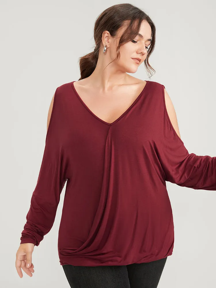 Solid Cold Shoulder Long Tee sold by Bloomchic product image thumbnail 5