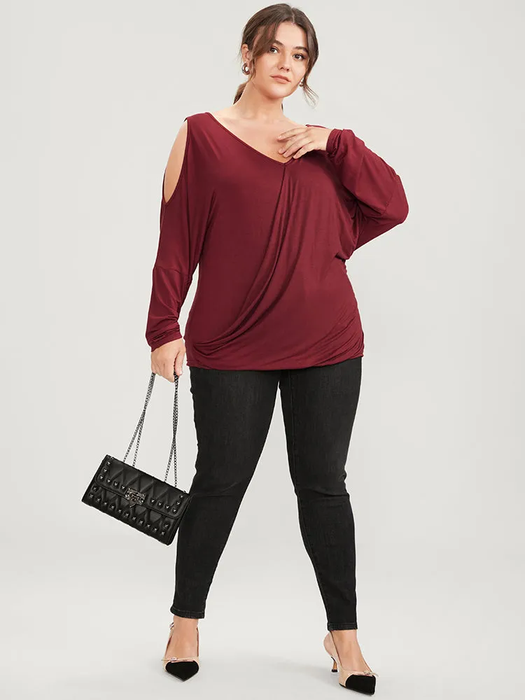 Solid Cold Shoulder Long Tee sold by Bloomchic product image thumbnail 2