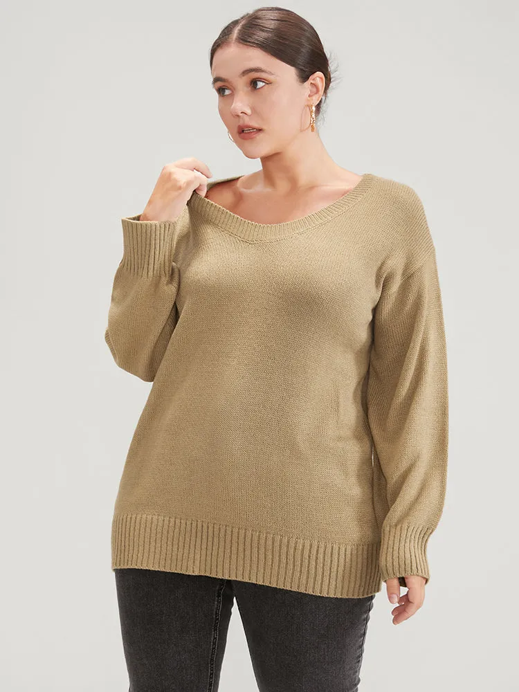 Plain Pointelle Knit V Neck Knit Top sold by Bloomchic product image thumbnail 4