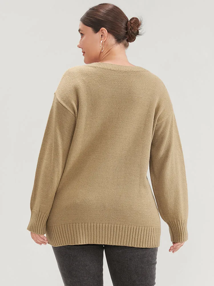 Plain Pointelle Knit V Neck Knit Top sold by Bloomchic product image thumbnail 5