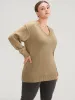 Plain Pointelle Knit V Neck Knit Top sold by Bloomchic