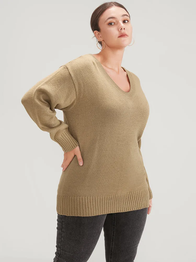 Plain Pointelle Knit V Neck Knit Top sold by Bloomchic product image thumbnail 3
