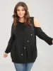 Solid Button Detail Cut Out Sweatshirt sold by Bloomchic