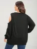 Solid Button Detail Cut Out Sweatshirt sold by Bloomchic