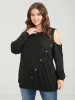 Solid Button Detail Cut Out Sweatshirt sold by Bloomchic