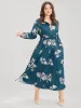 Floral Button Up Pocket Split Shirred Shirt Collar  Dress sold by Bloomchic