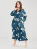 Floral Button Up Pocket Split Shirred Shirt Collar  Dress sold by Bloomchic