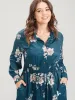 Floral Button Up Pocket Split Shirred Shirt Collar  Dress sold by Bloomchic