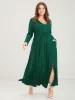 Solid Deep V Neck Gathered Pocket Split Maxi Dress sold by Bloomchic