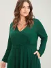 Solid Deep V Neck Gathered Pocket Split Maxi Dress sold by Bloomchic