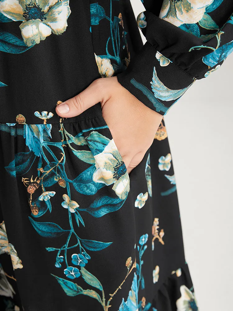 Floral Patchwork Pocket Gathered Flutter Maxi Dress sold by Bloomchic product image thumbnail 5