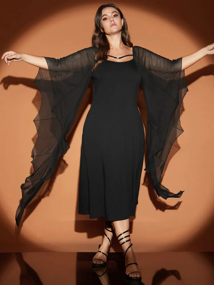 Halloween Asymmetrical Dolman Sleeve Backless Ties Neck Bodycon Dress sold by Bloomchic product image thumbnail 5