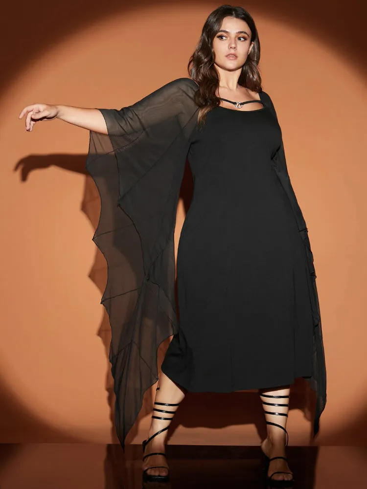 Halloween Asymmetrical Dolman Sleeve Backless Ties Neck Bodycon Dress sold by Bloomchic product image thumbnail 3