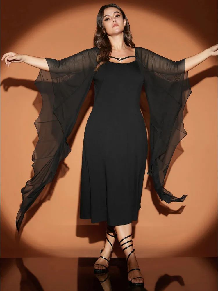 Halloween Asymmetrical Dolman Sleeve Backless Ties Neck Bodycon Dress sold by Bloomchic product image thumbnail 2