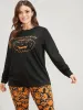 Halloween Pumpkin Print Party Pajama Set sold by Bloomchic