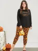 Halloween Pumpkin Print Party Pajama Set sold by Bloomchic