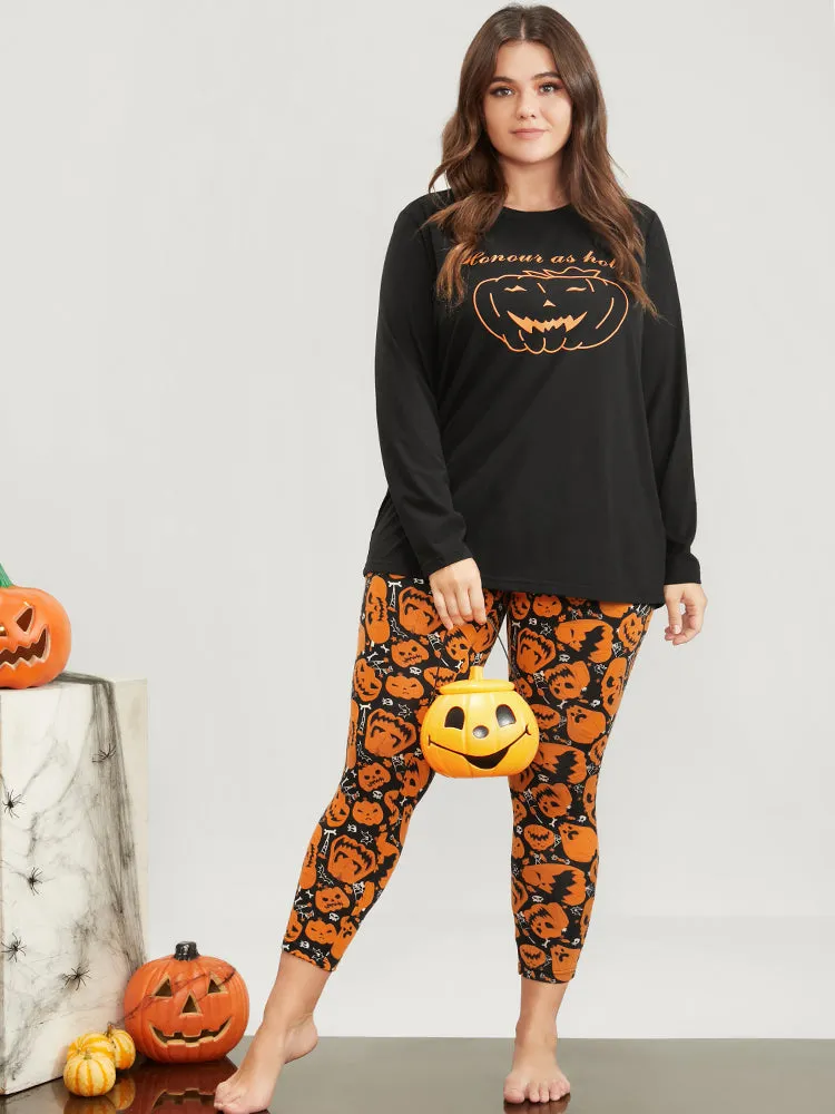 Halloween Pumpkin Print Party Pajama Set sold by Bloomchic product image thumbnail 3