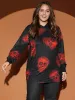 Halloween Skull Print Pocket Drawstring Hooded Sweatshirt sold by Bloomchic