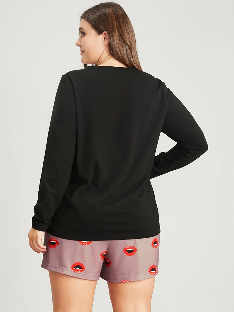 Halloween Lip Print Pajama Set sold by Bloomchic product image thumbnail 2