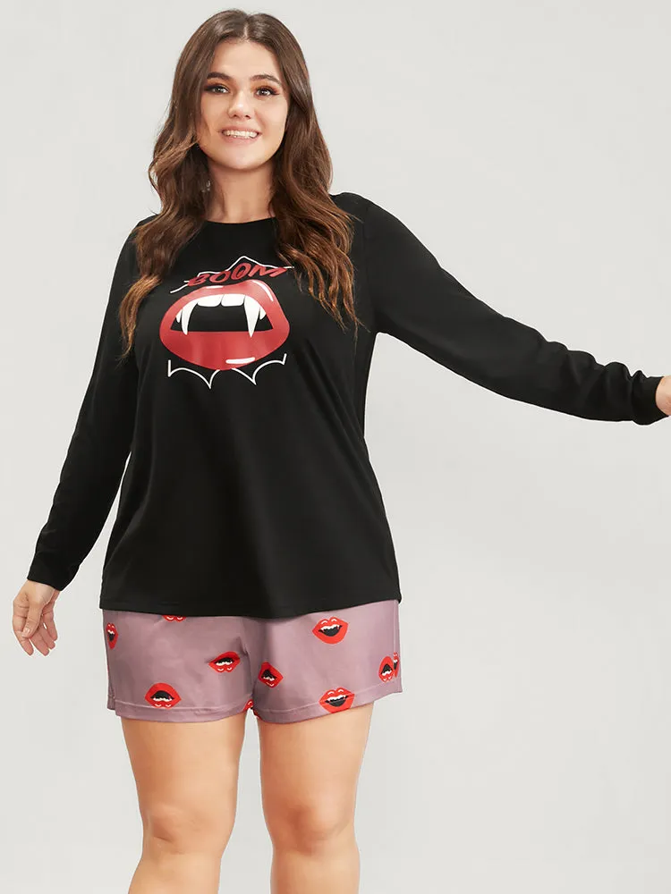 Halloween Lip Print Pajama Set sold by Bloomchic product image thumbnail 4