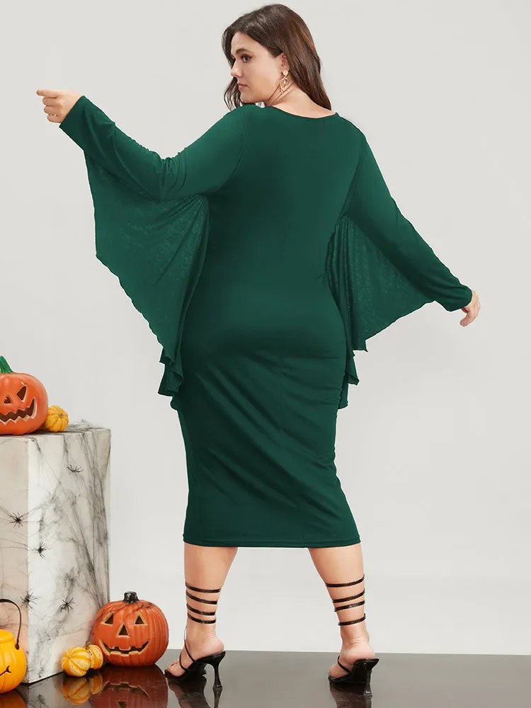 Halloween Asymmetrical Dolman Sleeve V Neck Midi Dress sold by Bloomchic product image thumbnail 5
