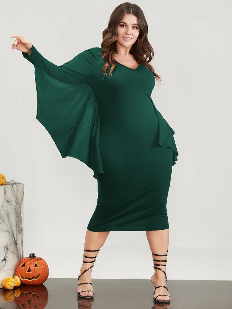 Halloween Asymmetrical Dolman Sleeve V Neck Midi Dress sold by Bloomchic product image thumbnail 2