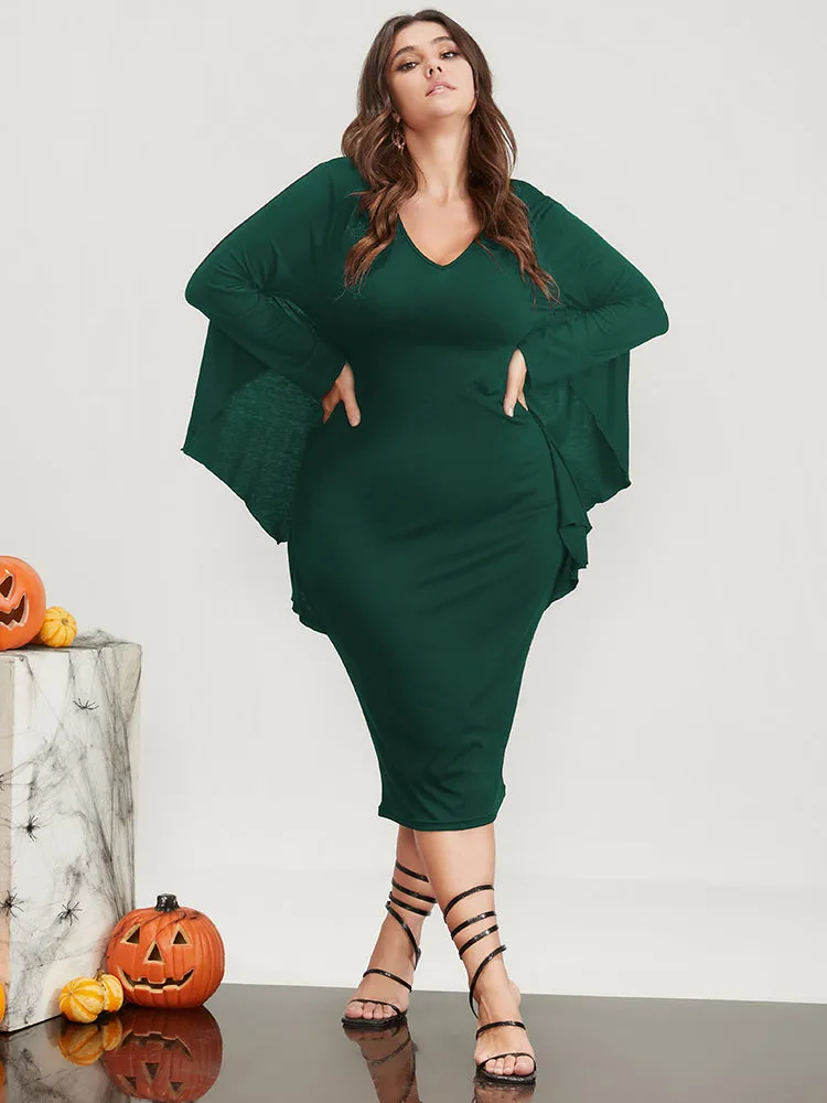 Halloween Asymmetrical Dolman Sleeve V Neck Midi Dress sold by Bloomchic product image thumbnail 3