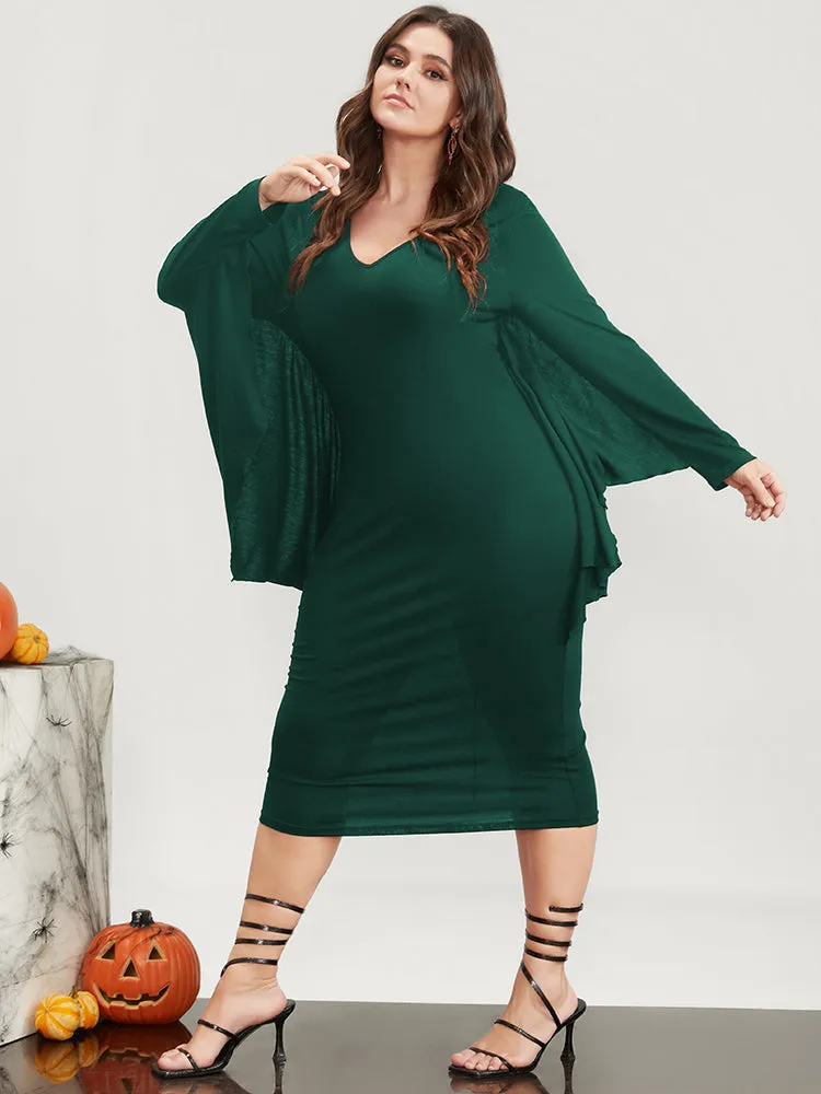 Halloween Asymmetrical Dolman Sleeve V Neck Midi Dress sold by Bloomchic product image thumbnail 4
