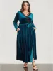 Halloween Solid Wrap Lace Trim Pocket Belted Split Maxi Dress sold by Bloomchic