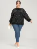 Solid Texture Pearls Beaded Sweatshirt sold by Bloomchic
