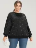 Solid Texture Pearls Beaded Sweatshirt sold by Bloomchic