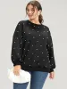 Solid Texture Pearls Beaded Sweatshirt sold by Bloomchic