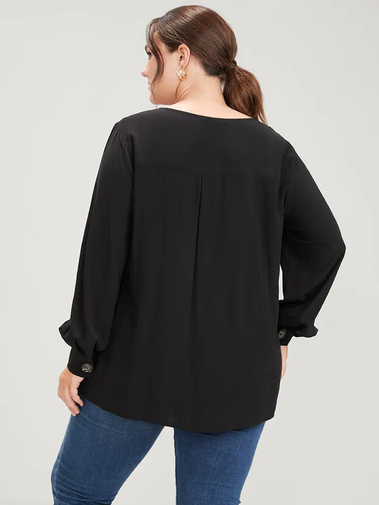 Solid Fake Pocket Button Front Blouse sold by Bloomchic product image thumbnail 2