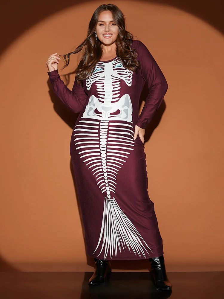 Halloween Skeleton Print Skinny Maxi Dress sold by Bloomchic product image thumbnail 4