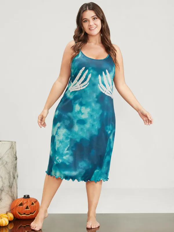 Halloween Print Scalloped Trim Cami Dress sold by Bloomchic