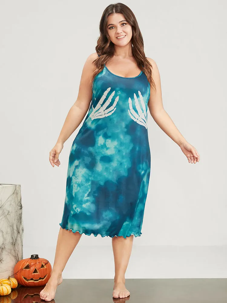 Halloween Print Scalloped Trim Cami Dress sold by Bloomchic