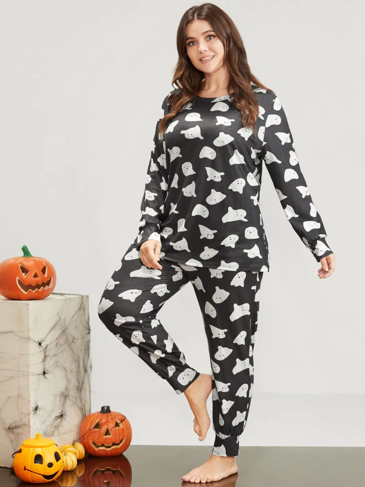 Halloween Ghost Print Pajama Set sold by Bloomchic product image thumbnail 4