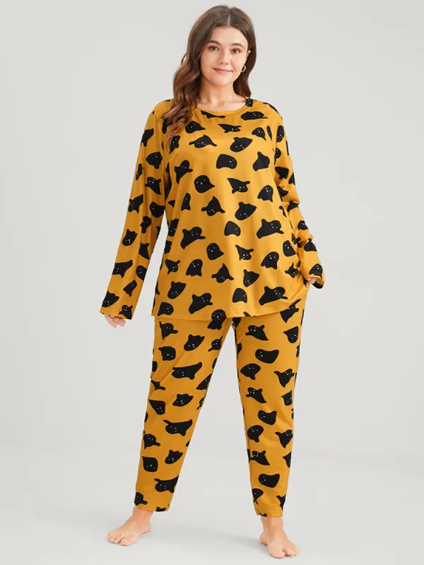Halloween Ghost Print Pajama Set sold by Bloomchic