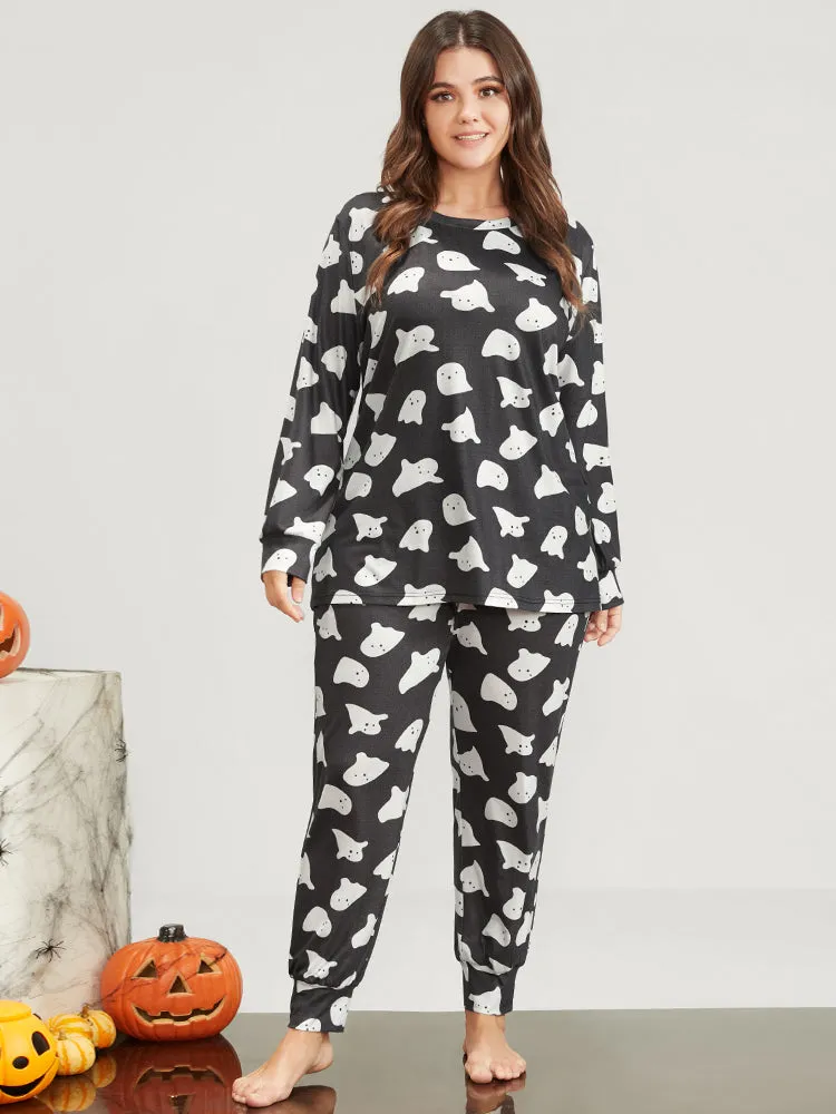 Halloween Ghost Print Pajama Set sold by Bloomchic product image thumbnail 5