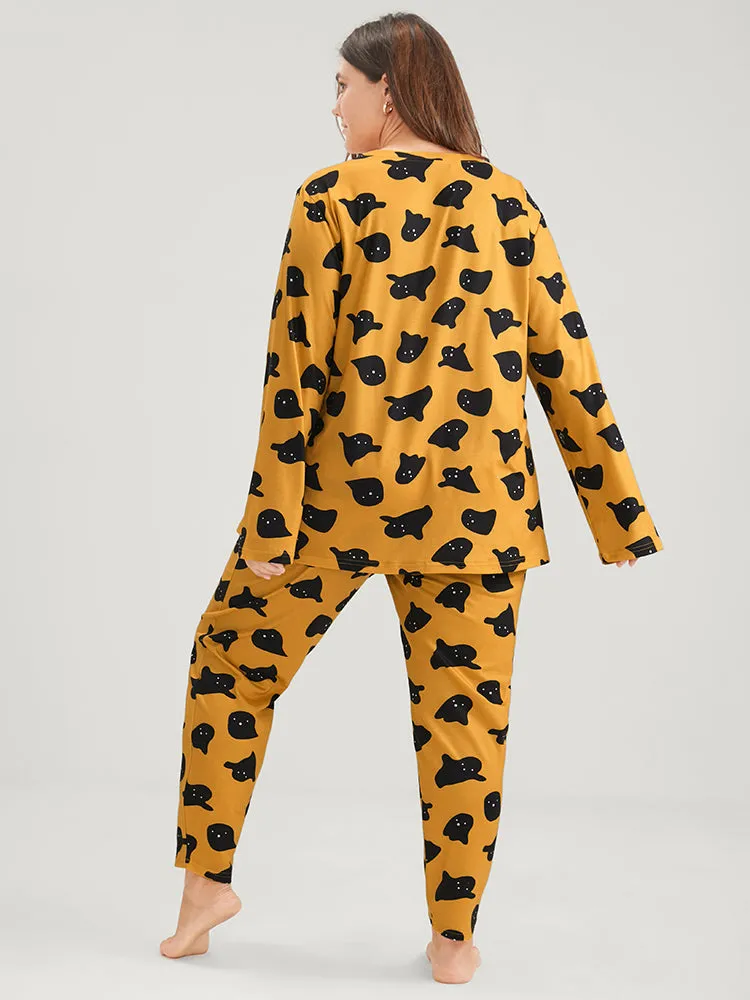 Halloween Ghost Print Pajama Set sold by Bloomchic product image thumbnail 3