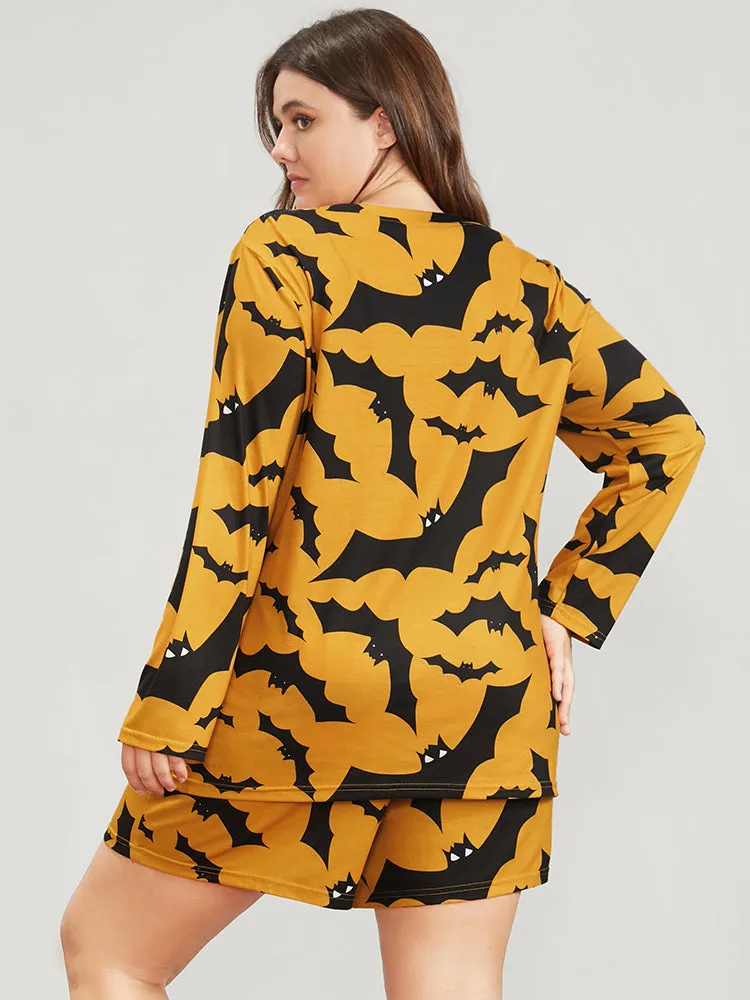 Halloween Bat Print Pajama Set sold by Bloomchic product image thumbnail 5