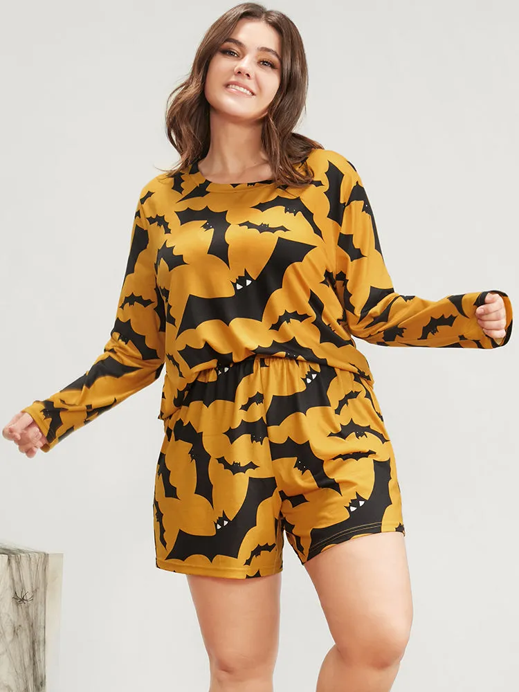 Halloween Bat Print Pajama Set sold by Bloomchic product image thumbnail 2