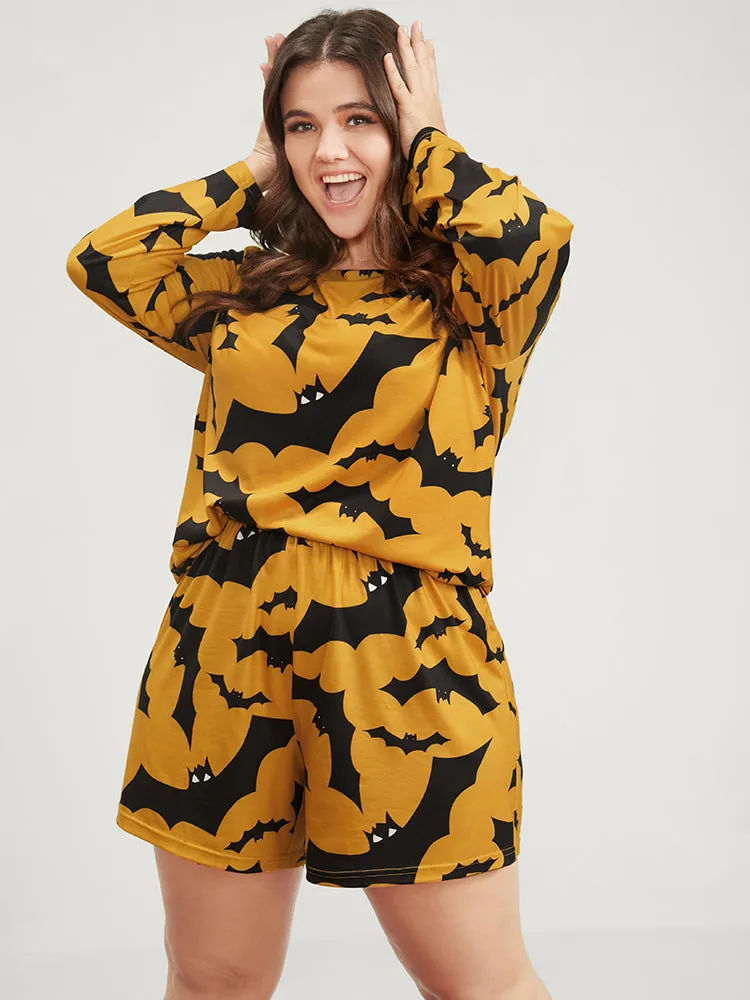 Halloween Bat Print Pajama Set sold by Bloomchic product image thumbnail 3