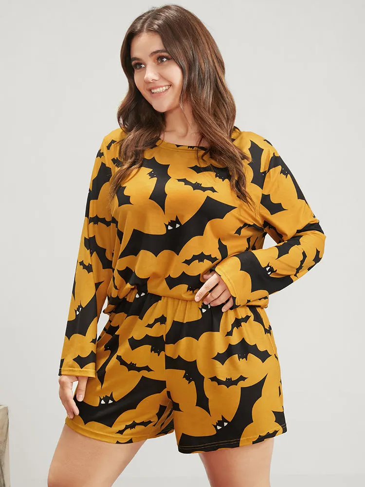 Halloween Bat Print Pajama Set sold by Bloomchic product image thumbnail 4