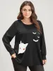 Halloween Print Round Neck Drop Shoulder Sweatshirt sold by Bloomchic