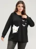 Halloween Print Round Neck Drop Shoulder Sweatshirt sold by Bloomchic