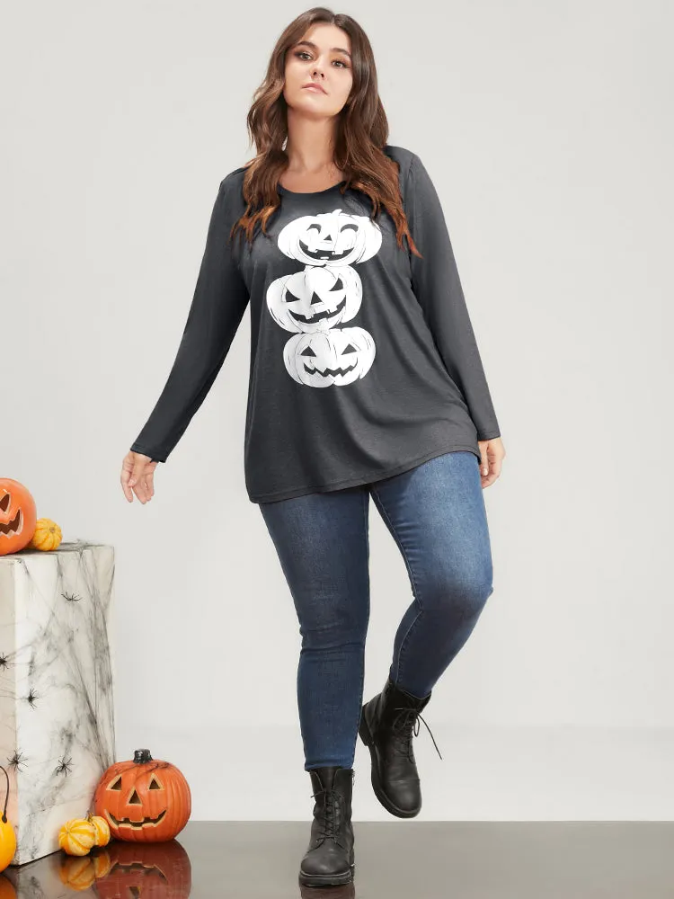 Pumpkin Print Long Tee sold by Bloomchic product image thumbnail 2